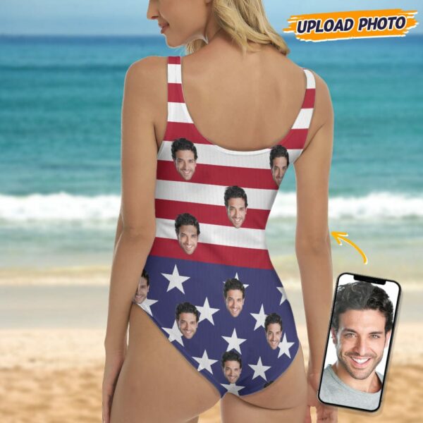 Custom Face Photo With Flag Pattern Swimsuit