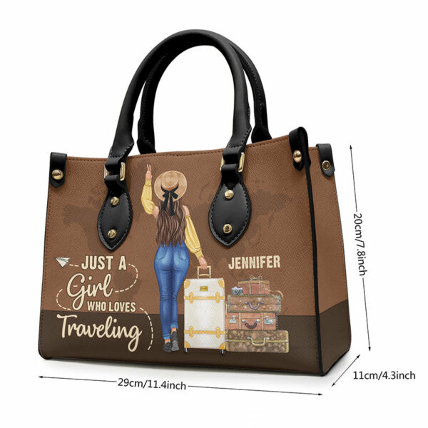 Just A Girl Who Loves Traveling – Travel Personalized Custom Leather Handbag – Gift For Travel Lovers